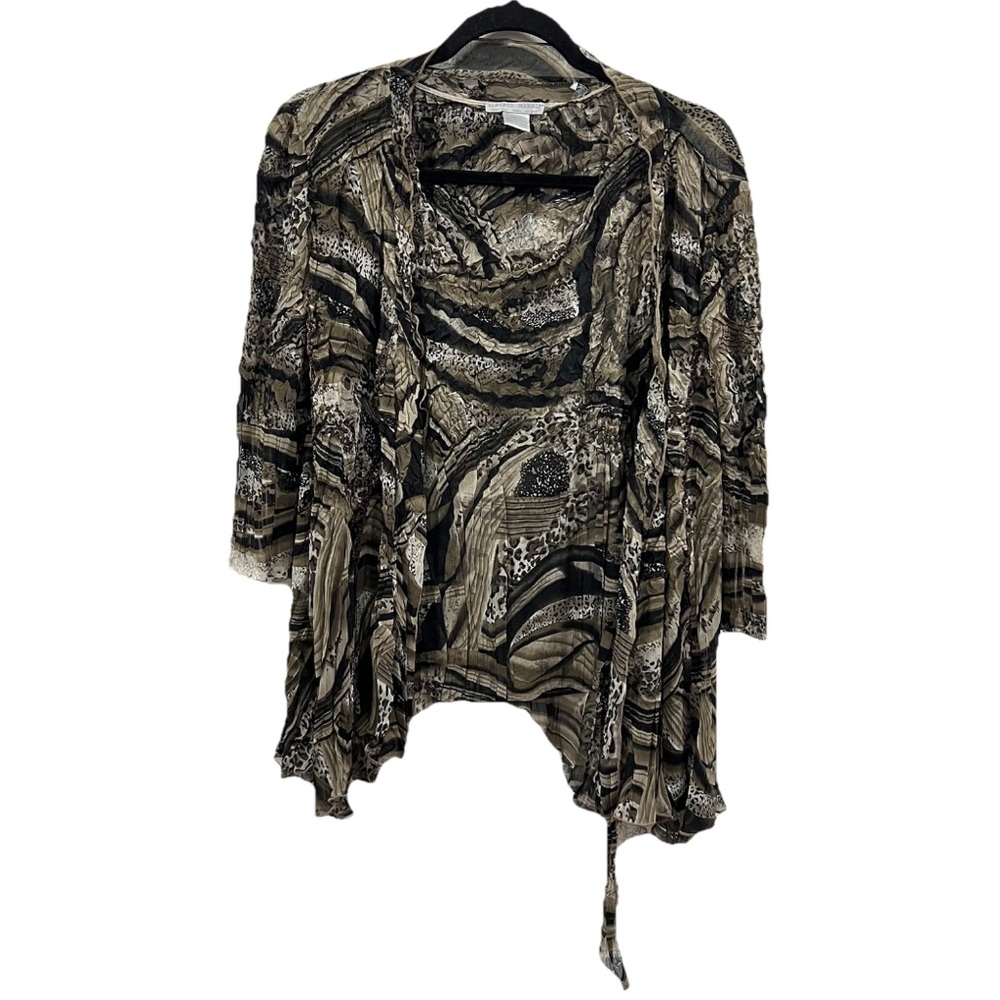 Alberto Makali Two Piece Cardigan and Tank Top Set Animal Print Size Small NWT